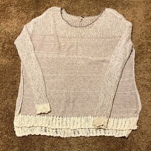 Free People Gray and Cream Knit Sweater. Size Small. Oversized for a small. EUC